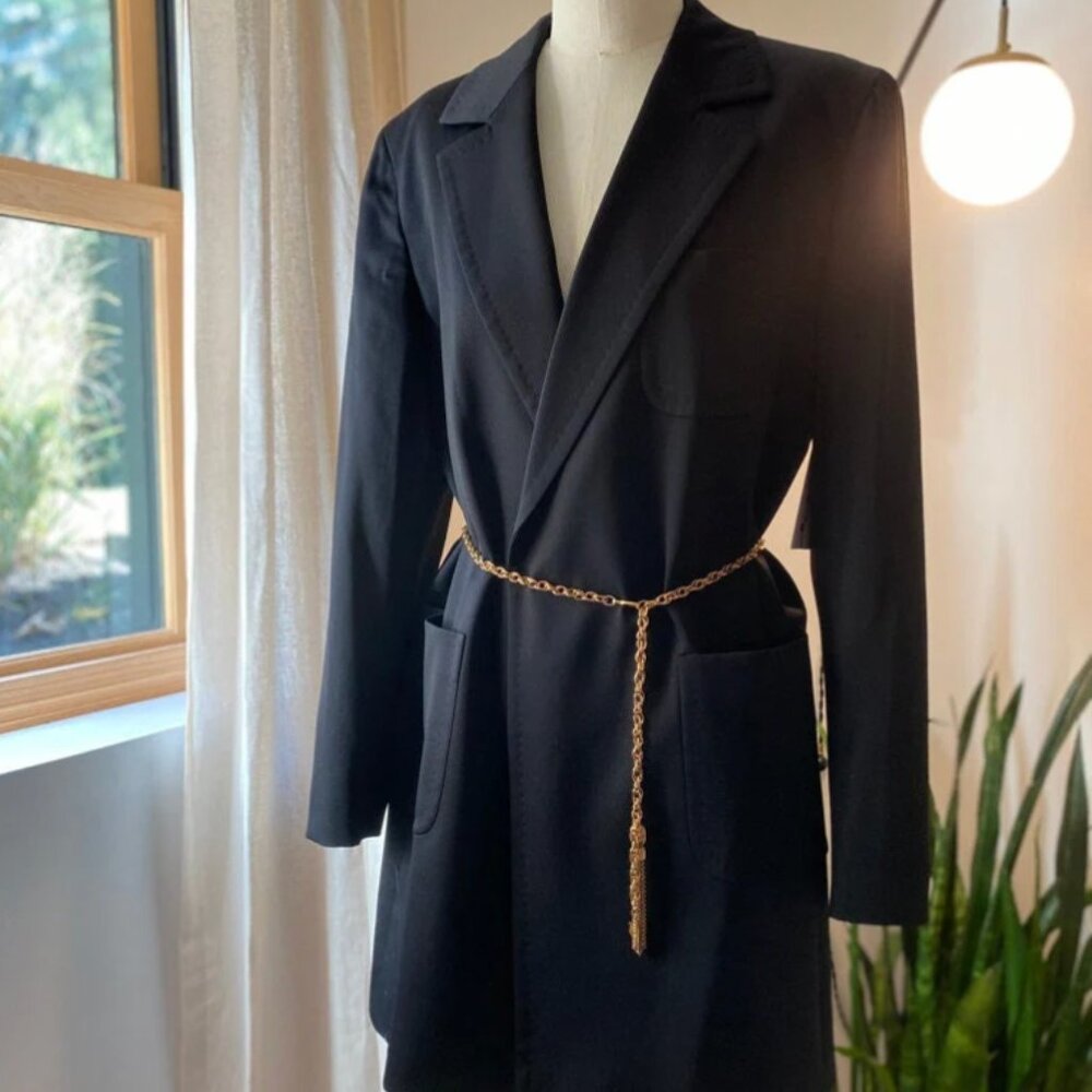 Max Mara 1990's Overzised Blazer Dress with gold tassle chain belt